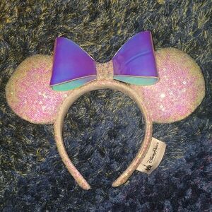 Disney Iridescent Minnie Mouse Ears with Purple Bow